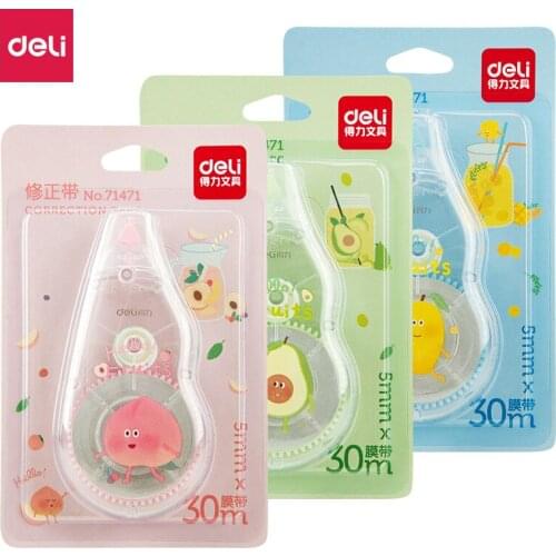 Deli 2pcs Fruie Series Peach Lemon Avocado White Out Correction Tape Kawaii Accessories School Glue Tape Corrector De Cinta