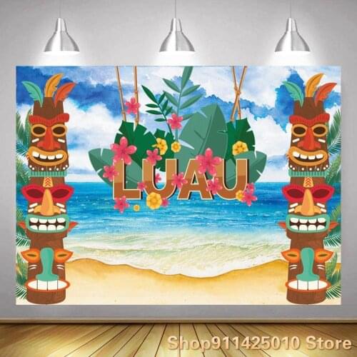 Summer Seascape Hawaiian Wild Boar Feast Background Holiday Party Decoration Photography Studio 3D Digital Photo Custom Backdrop