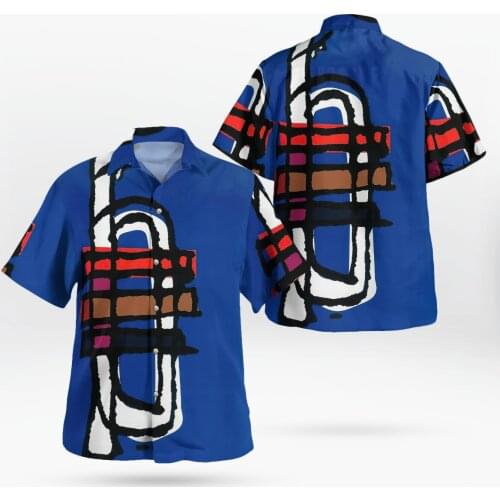 2021 New 3D Printing Jazz Blue Hawaii Shirts Men Summer Short-sleeved Beach Shirt Men Shirts Oversize Camisa Masculina 5XL-95