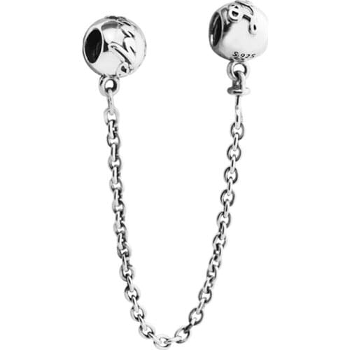 Fits for Pandora Bracelets Love Always Safety Chain Silver Beads 100% 925 Sterling Silver Jewelry DIY Charms Free Shipping