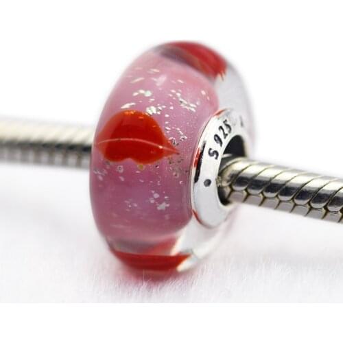 Fits Pandora Bracelet Charms 925 Sterling Silver Kisses All Round Murano Glass Charm Beads for Jewelry Making Kralen Berloque
