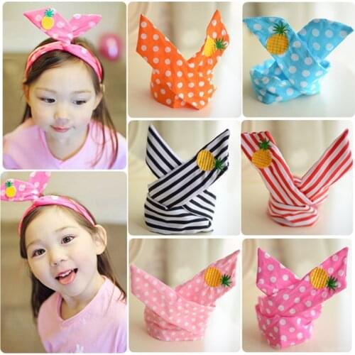 Retro Rabbit Ear Printing Headband Bow Knot Cute lattice Hair Band Headwrap Fashion Elegant Scrunchies Girls Hair Accessories