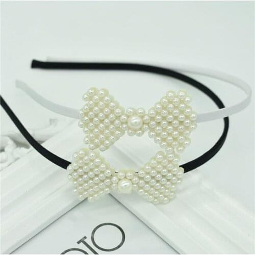 New cute girl imitation pearl headband female popular hot sale bow personality hair accessories