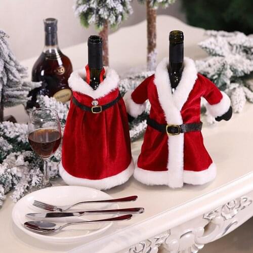 Holiday Santa Claus Champagne Bottle Cover Merry Christmas Wine Bottle Covers Bag Red Christmas Table Decorations For Home 5z