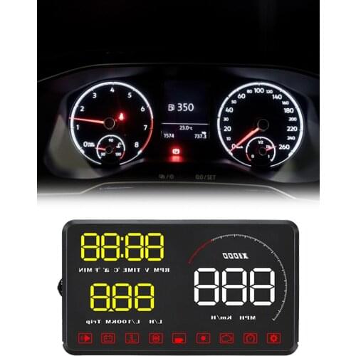 Automotive HUD Head-up Display Windshield Projector Shift Reminder Water Temp RPM Fuel Consumption Speed Alarm Car Accessories