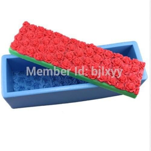 Rectangle Silicone Mold With Rose Handmade Loaf Soap Mould