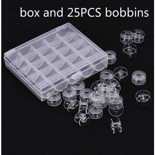 25Pcs/Set Empty Bobbins Sewing Machine Spools Clear Plastic Case Storage Box for Sewing Machine -39 2518p