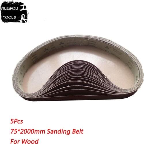 Free Shipping 5Pcs 75 * 2000mm Sanding Screen 75*2000mm Abrasive Band For Belt Sander Polisher Wood (Grit 60 80 120 320)