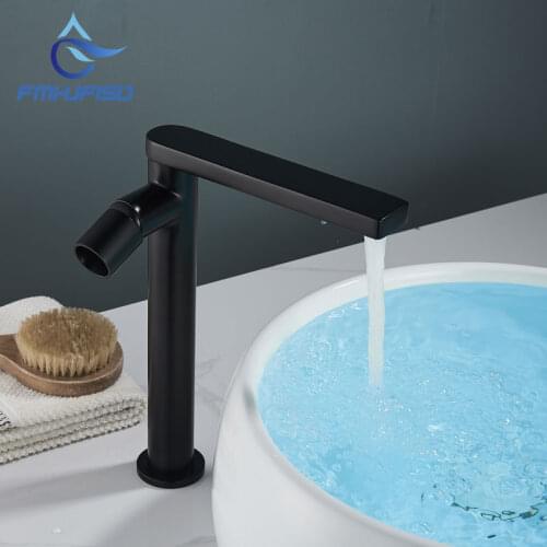 Basin Bathroom Faucet Black High Deck Mount Hot Cold Mixer Tap Single Handle Deck Mount Europne Sink Crane Taps