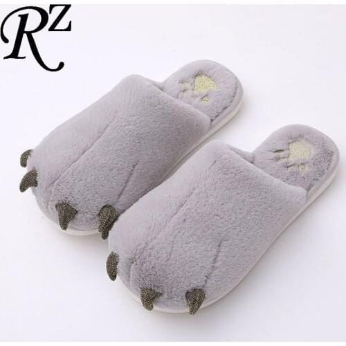 Claw Home Slippers Cute Winter House Slippers Couple Plush Indoor Slippers Soft Fluffy Slippers Comfortable Furry Slippers