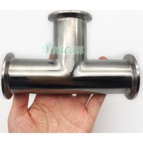 1 Piece SS304 1-1/2" 1.5" OD 38mm Stainless Steel Sanitary 3 Way Tee Ferrule OD 50.5MM Fit 1.5" Tri Clamp