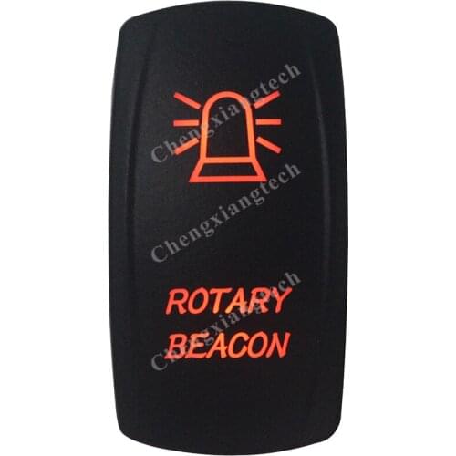 Marine Grade Waterproof IP66 ROTARY BEACON Rocker Switch AMBER Led lamp 5 Pin ON/OFF SPST DC12V 24V