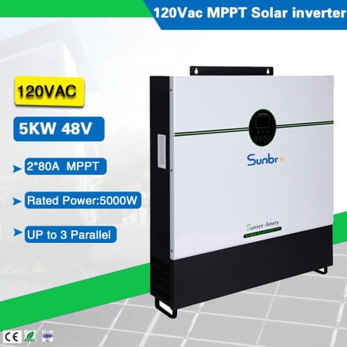 120VAC 5000W 48VDC Pure Sine Wave Hybrid Off Grid Solar Inverter Build in 80A*2 MPPT Solar Charger Controller