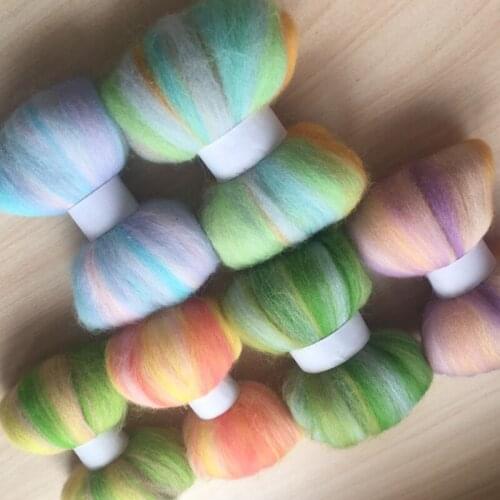 Wfpfbec DIY wool roving each 10g mix color wool fiber 10g/6pcs/lot free shipping