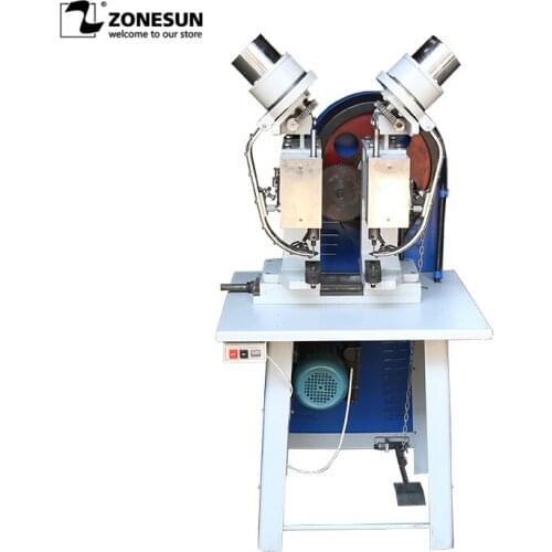 ZONESUN Automatic Pneumatic Double head eyelet punch machine for leather paper bag handbag