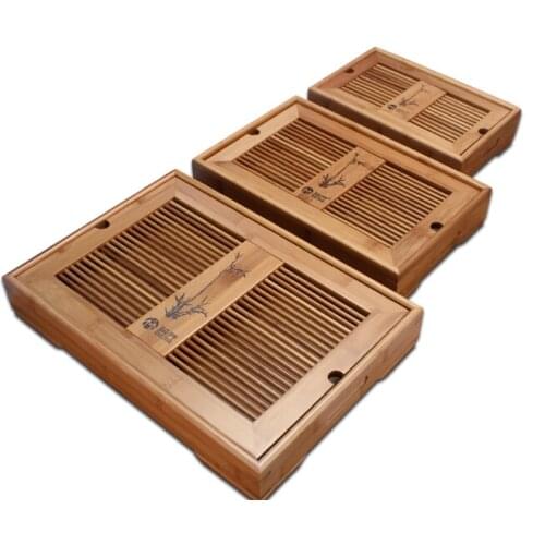 1PC Bamboo tea tray, kung fu tea set, bamboo tray, containing water storage-type, Office solid wood teaboard, tea table A3888