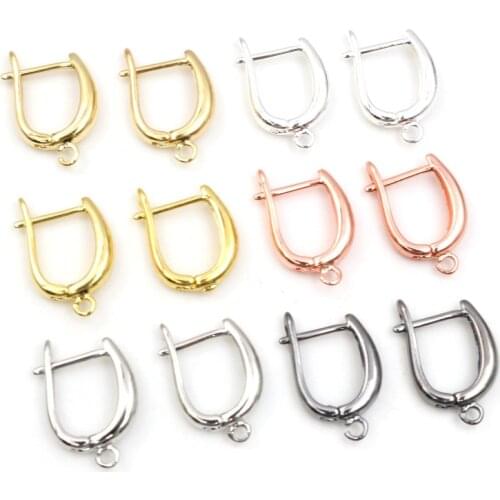 10pcs 19x13mm Multi-colors Alloy Metal Brass Clip-on Round Hoop Earring Hooks Wire Settings DIY Earring Findings Accessories