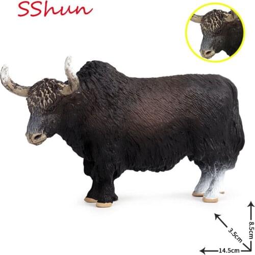 14.5*3.5*8.5CM solid simulation wild animal model new black yak boat on the plateau Tibet cattle model toy decoration