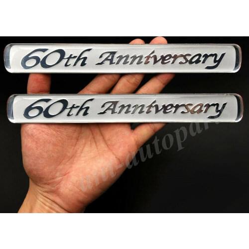 2pcs 60th Anniversary Rear Quarter Panel Auto Car Emblems Badge Decal Sticker