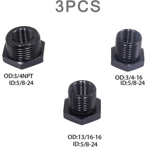 3PC Automotive Oil Filter Threaded Adapter 5/8-24 to 3/4-16 13/16-16 3/4 NPT aluminum