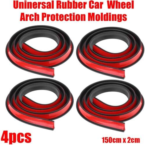 4x/2x Universal Rubber Car Mudguard Wheel Arch Protection Moldings Black 1.5x2CM Anti-collision Strip Stickers