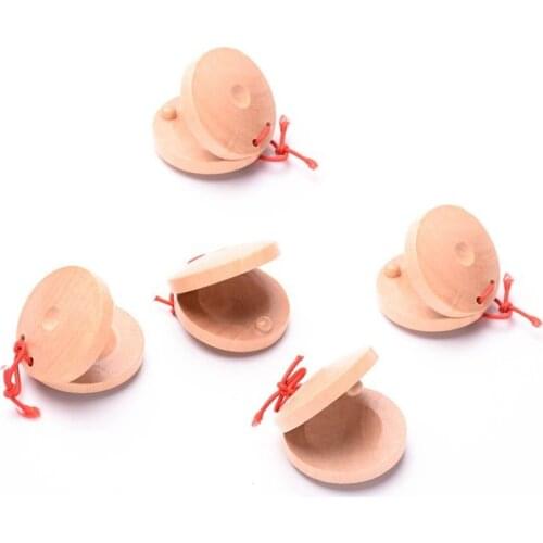 5Pcs Wooden Musical Instrument Castanets Wood Percussion Musical Instrument