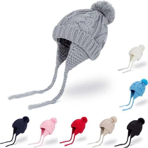 7 Colors Baby Pom Pom Winter Hat For Boys Girls Ball Hat Kids Warm Knitted Hat Newborn Beanie Cap Fashion Cute Infant Cap