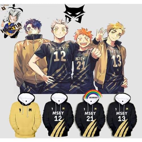 Anime Haikyuu Hoodie Sweatshirt Cosplay Hoody Hinata Shouyou MSBY Schweiden Adlers Hooded Hoodies Volleyball Uniform Pullover