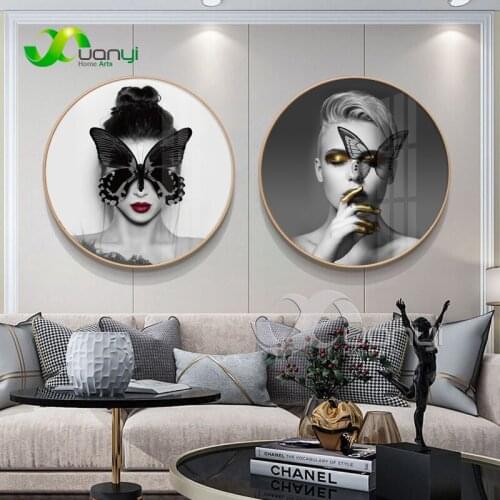 Black White Model Wall Art Picture Fashion Sexy Girl Butterfly Nordic Posters And Prints Wall Art Canvas Painting Home Decor