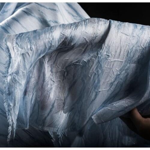 Blue and white double-sided fish scales mercerized fold garment designer fabric