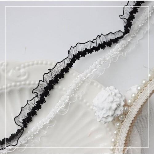 5 Yards Width 1.5cm High Quality Black White Ruffle Lace Trim Underwear Elastic Stretch Lace Fabric DIY Sewing Lingerie Supplies