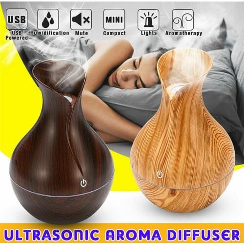Electric USB Aroma Diffuser Wooden Ultrasonic Air Humidifier Essential Oil Aromatherapy Maker Office Incense Home Office Hotel