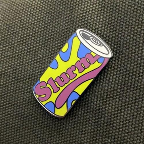 Futuramas Slurm Can Soda Water Enamel Pins Drink Bottle Lapel Pin Jacket Jeans Badge Brooch Backpack Fashion Accessori