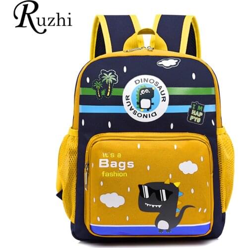 Multiple Pockets Cartoon Canvas Kids Bag Economic Cute School Bags Dinosaur Backpack Boys Girls Children 2021 Lightweight Bag