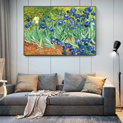 Irises Flowers By Van Gogh Canvas Paintings Reproductions on The Wall Impressionist Art Decorative Pictures for Living Room