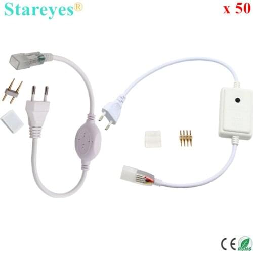 50 Pcs 220V EU plug Power controller Supply Lighting Transformer driver for SMD 3014 5050 2835 5630 RGB single color LED Strip