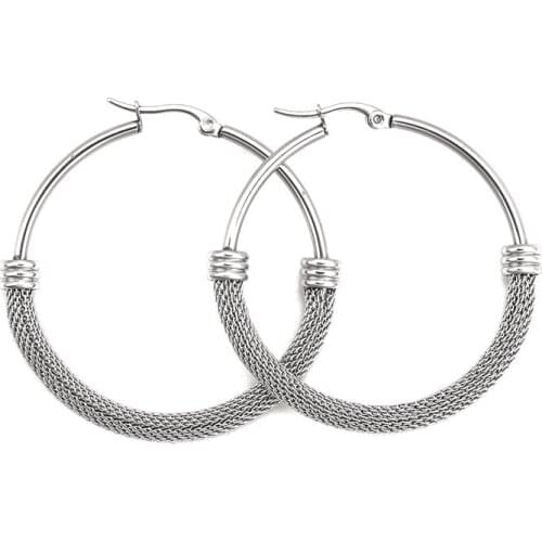 Fashion Stainless Steel Hoop Earrings Round 4 Sizes Trendy Women Girls Jewelry Gift, Post/ Wire Size: (18 gauge), 1 Pair