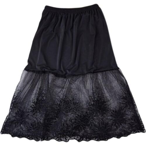 Fashion Women Solid Color Elastic Waist Layered Tiered Sheer Lace Trim Extender A-Line Half Slip Mini Skirt Clothes