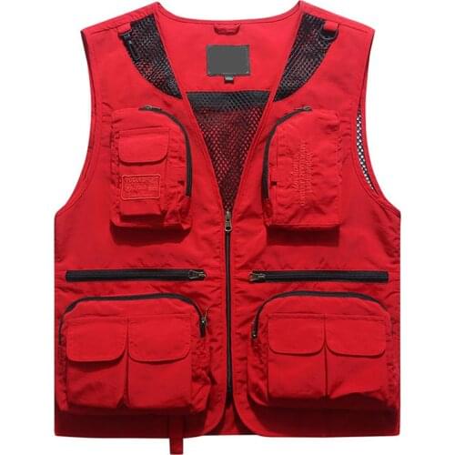 Mens casual quick-drying multi-pocket fishing vest outdoor photography camping and hunting multifunctional vest jacket