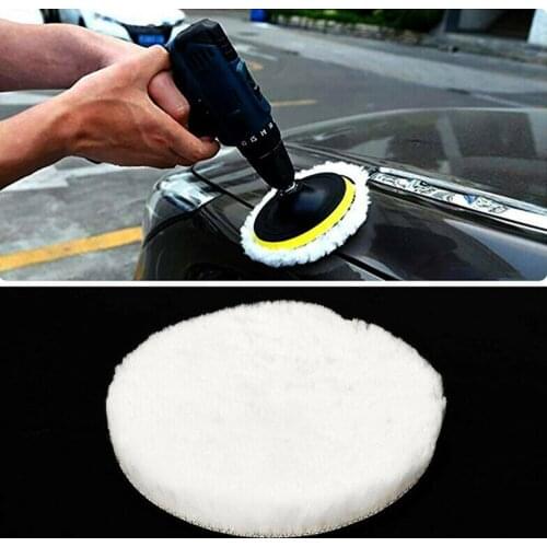 5Pcs 5 Inch Car Polishing Disc Kit Wool Buffing Waxing Sponge Wool Wheel Polishing Pads With Drill Adapter For Car Polisher