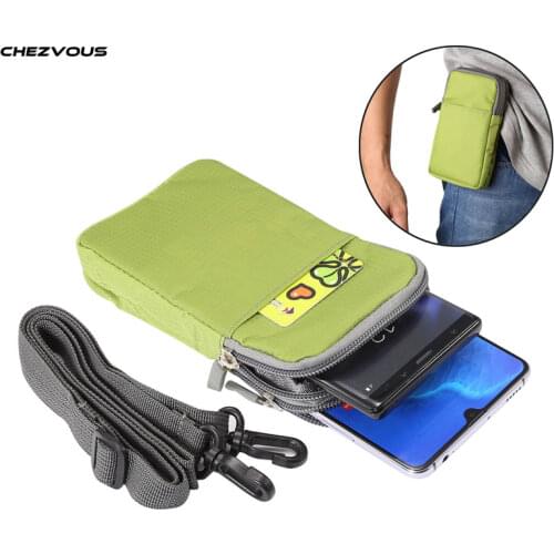 CHEZVOUS Nylon Universal Phone Bag for iPhoneX XR XS MAX 7 8 6plus Belt Clip Pouch with Shoulder Strap for Samsung Huawei Xiaomi