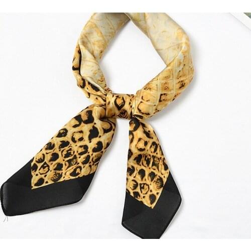 Yishine 70*70 CM New Women Multifunction Polyester Silk Scarf Snake Design Printed Satin Small Square Wraps Scarves Shawl Shawls