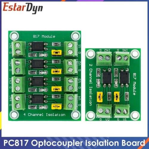 PC817 2 4 Channel Optocoupler Isolation Board Voltage Converter Adapter 3.3V to 5V Module 3.6-30V Driver Photoelectric Isolated