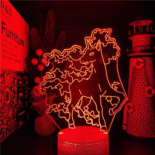 Pokemon LED Lamp Rapidash 3D Night Light Home Decoration Lampara Led Anime Figure Lighting Kawaii Manga Lights Neon Lampe Gifts