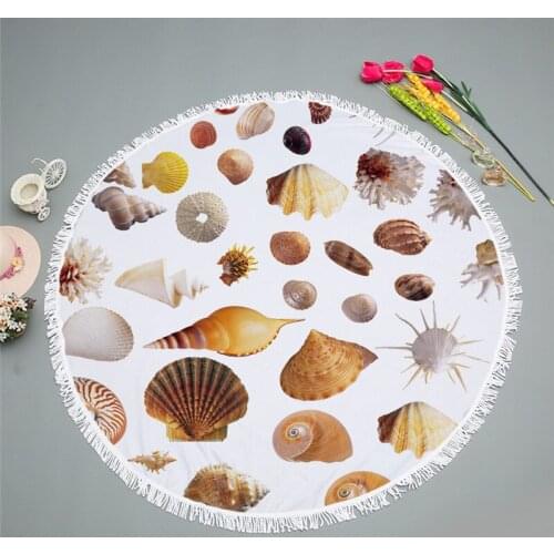 Marine organism Microfiber Towel Beach Towel for Adult Yoga Mat Tassel Large Round Towel Cotton Tapestry Home Decor Blankets