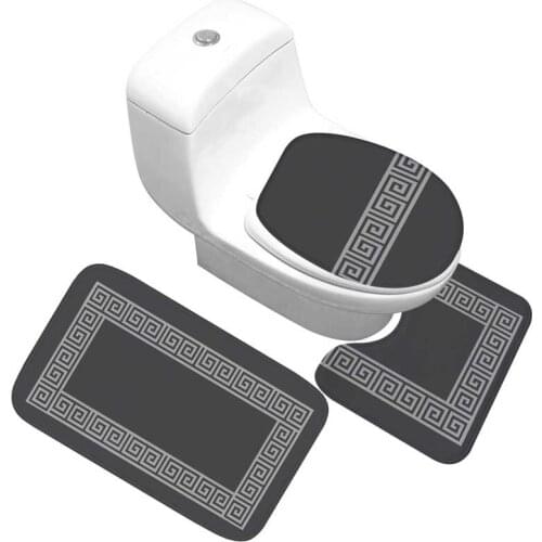 Anti-slip Bathroom Toilet Mat Set 3 Piece Seat Closestool Cover Washroom Rugs