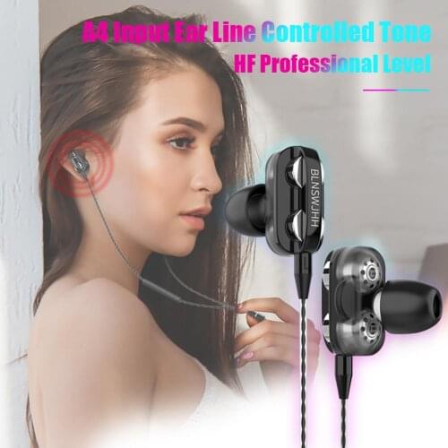 A4 Wired Stereo in-Ear Earphones Super Bass Headset Earbuds Earphone for Huawei PVC Wire Length 1.2m Horn Diameter 10mm