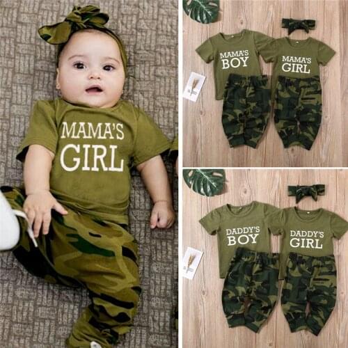 PUDCOCO Baby Boy Girl Summer Short Sleeve T-shirt Pants Newborn Toddler Camouflage Outfits Sets 0-3T