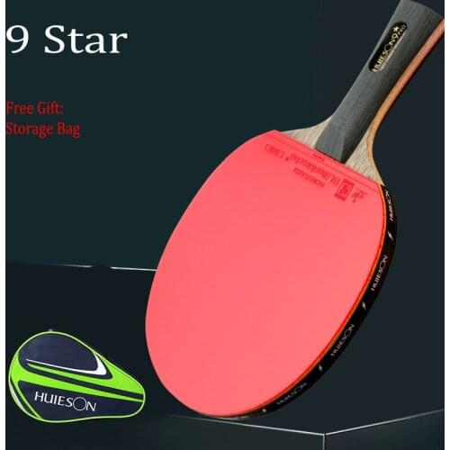 Huieson 9 Star Table Tennis Racket Carbon Fiber Double Face In Rubber Professional Powerful Ping Pong Bat Training Competition