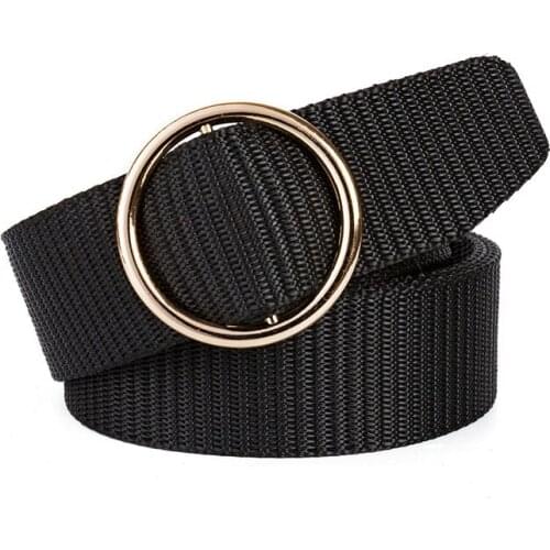 Round buckle Unisex belt Solid Color Canvas Ring Buckle Women belt Fashion Student belt Wild Cowboy pants belt